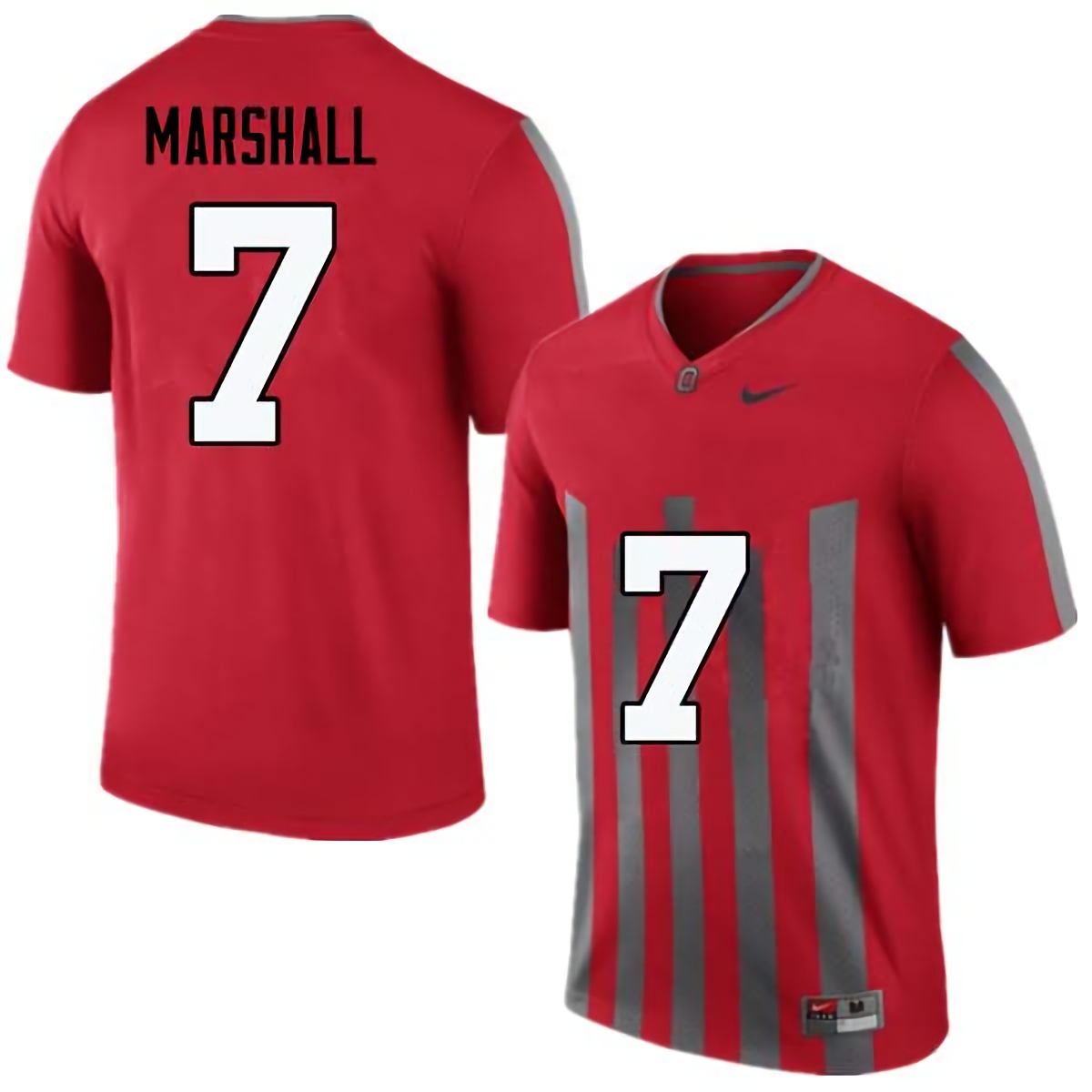 Jalin Marshall Ohio State Buckeyes Men's NCAA #7 Nike Throwback Red College Stitched Football Jersey FUS7756RP